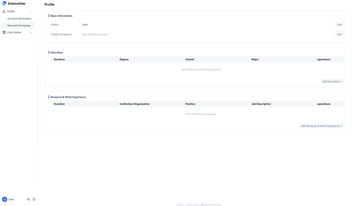 7.2.2 Personal Homepage screenshot